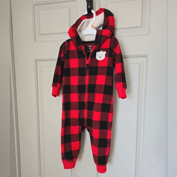 2/$20 Carters Fleece Jumpsuit Size 9 M - Picture 1 of 3